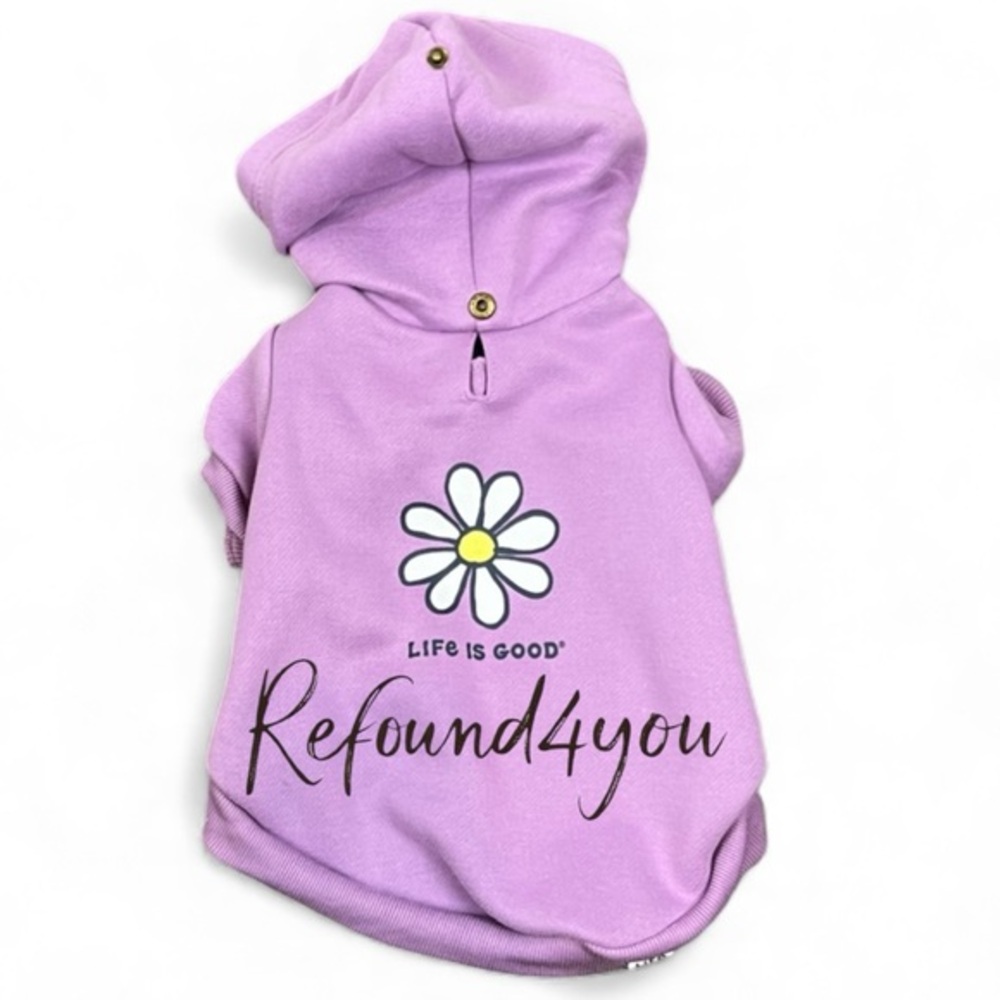 Life is good - ‘Hoodie - purple flower’ dog hoodie. SZ: Large. NWT